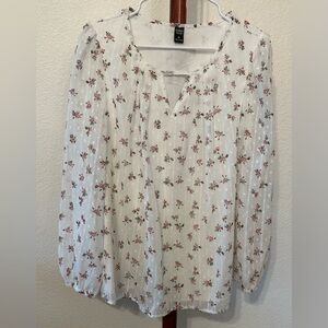 Emery Rose women sheer sleeve long sleeve blouse size XL